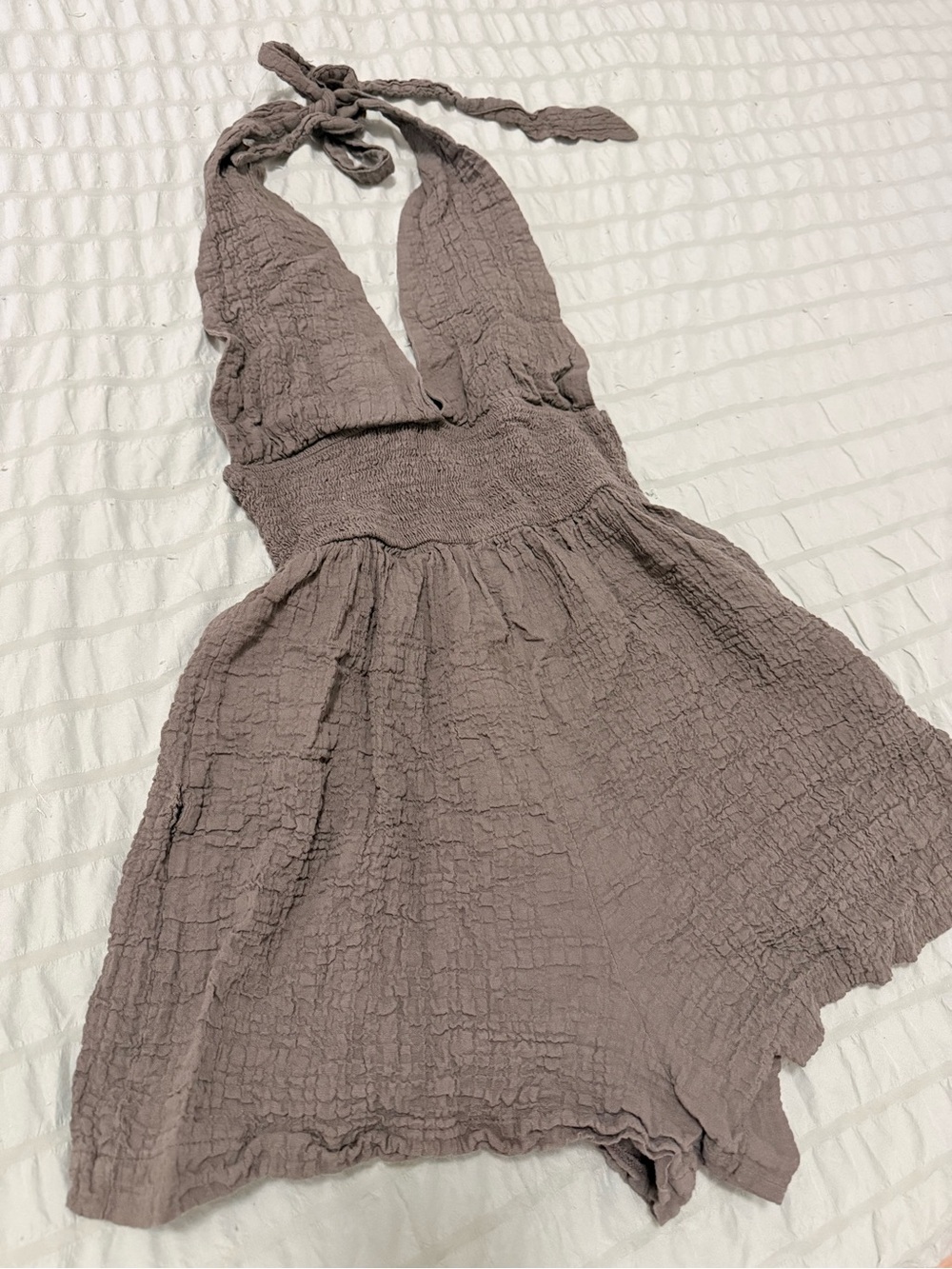 Zara Mauve One-Shoulder Crinkle Halter Dress XS